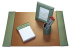 Jade Pebble Lizard 4 Piece Leather Blotter Desk Set
