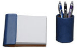 Periwinkle 2-Piece Croco Leather Desk Set